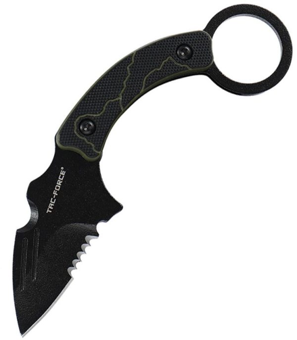 Tac Force Fixed Blade Black/Green 2.13in