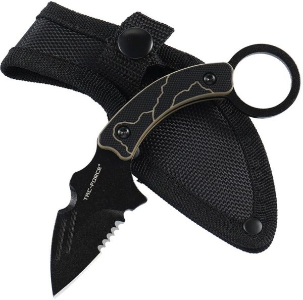 Tac Force Fixed Blade Black/Tan G10 Handle