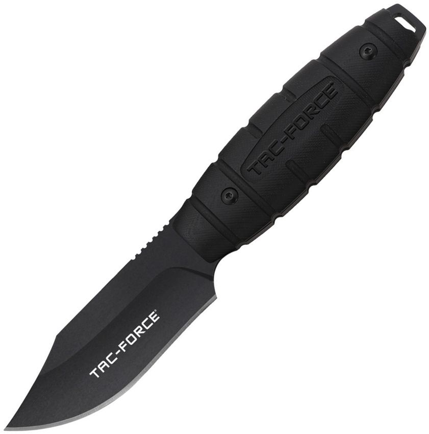 Tac Force 9" Fixed Blade Knife Black Oxide Stainless w/ Sheath