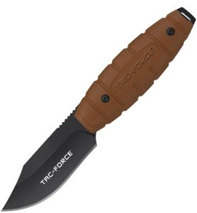 Tac Force Clip Point Fixed Blade Brown Nylon