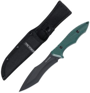 Tac Force Fixed Blade Green G10 5.75" Black Oxide 3Cr13 Knife