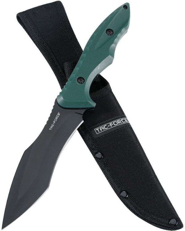 Tac Force Fixed Blade Green G10 5.75" Black Oxide 3Cr13 Knife
