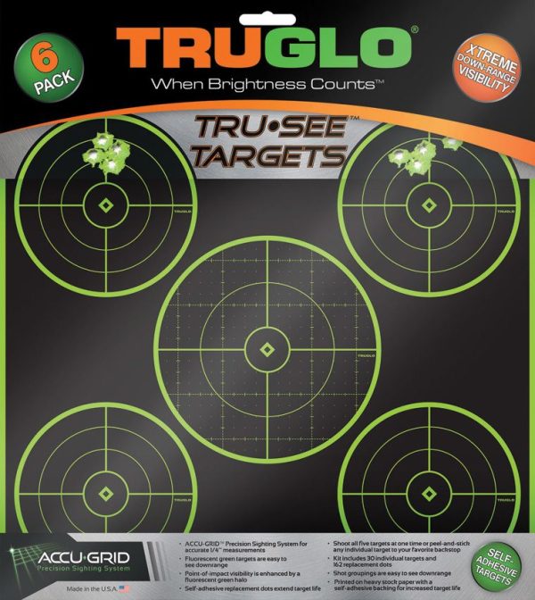 TRUGLO Tru-See Bullseye Target Five Ring Six-Pack 12x12in