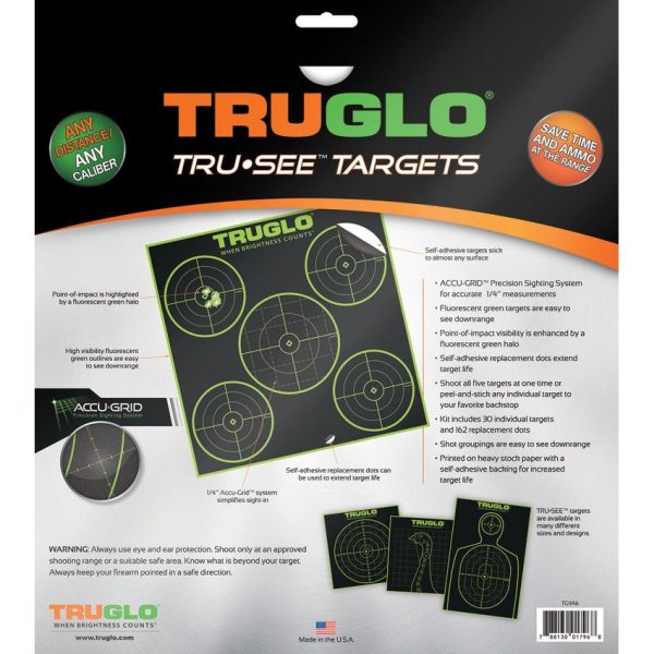 TRUGLO Tru-See Bullseye Target Five Ring Six-Pack 12x12in