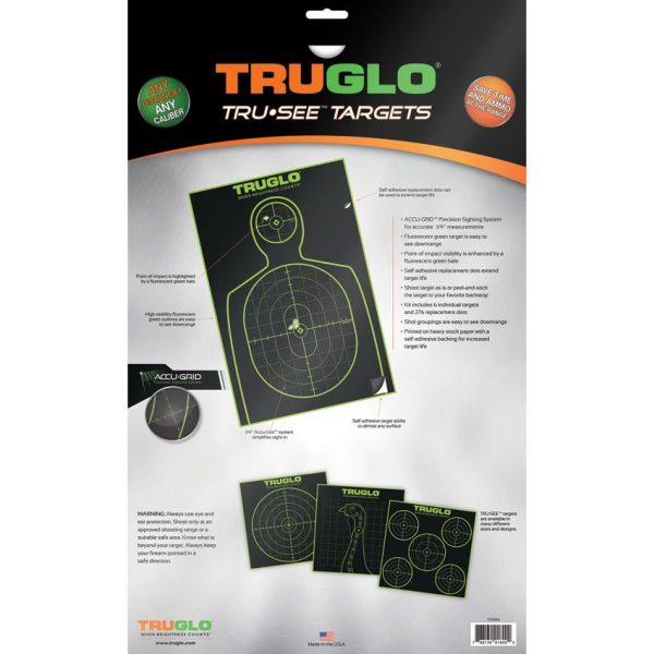 TRUGLO Tru-See Handgun Target Six-Pack 12x18in