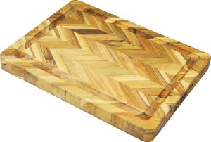 Teak Haus Herringbone Cutting Board 16x12 Teak