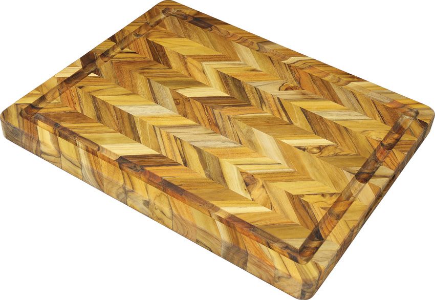 Teak Haus Herringbone Cutting Board 20x16 Teak Wood w/ Juice Canal