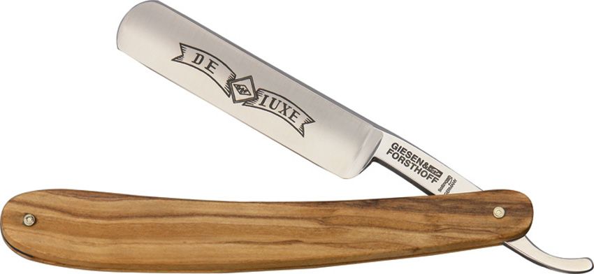 Giesen & Forsthoff Deluxe Straight Razor 4" Carbon Steel Olive Wood
