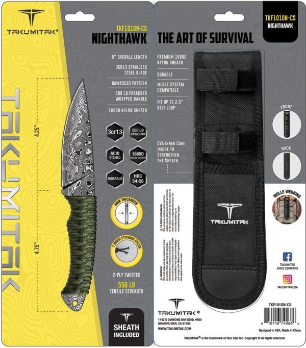 Takumitak Nighthawk Fixed Blade Green 4.25in