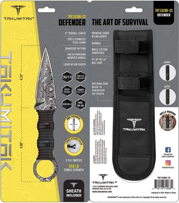 Takumitak Defender Fixed Blade - Black Dagger