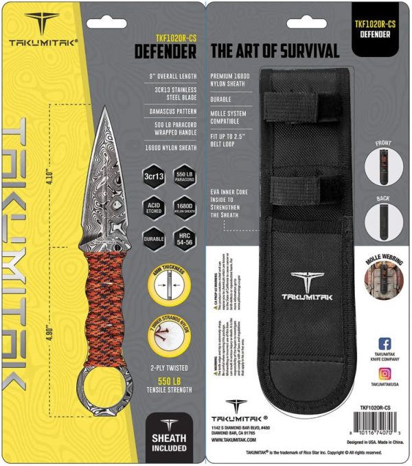 Takumitak Defender Fixed Blade - Orange Dagger