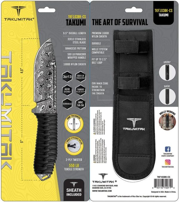 Takumitak Takumi Fixed Blade - Black Drop Point