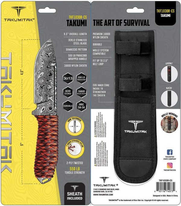 Takumitak Takumi Fixed Blade - Orange Drop Point
