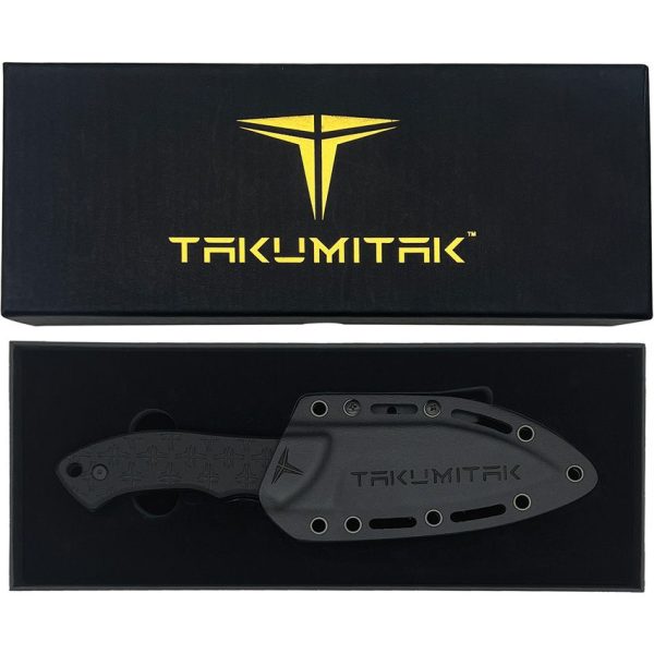 Takumitak Day500 Fixed Blade D2 Steel Black G10 Kydex Sheath
