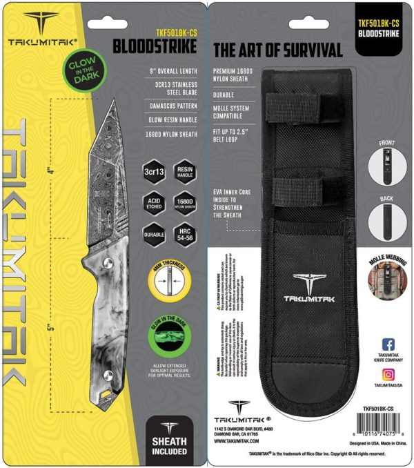 Takumitak Bloodstrike Fixed Blade - Damascus Tanto Black