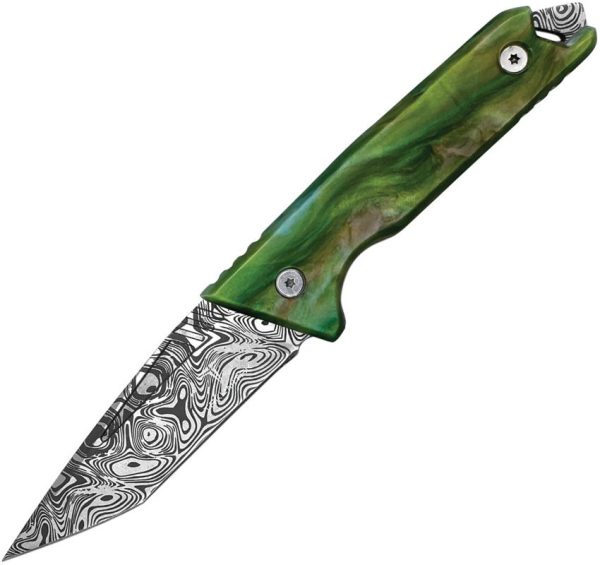 Takumitak Bloodstrike Fixed Blade - Damascus Tanto Green