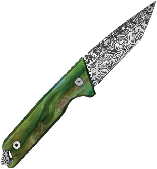 Takumitak Bloodstrike Fixed Blade - Damascus Tanto Green