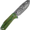 Takumitak Takumi Fixed Blade - Damascus Drop Point Green