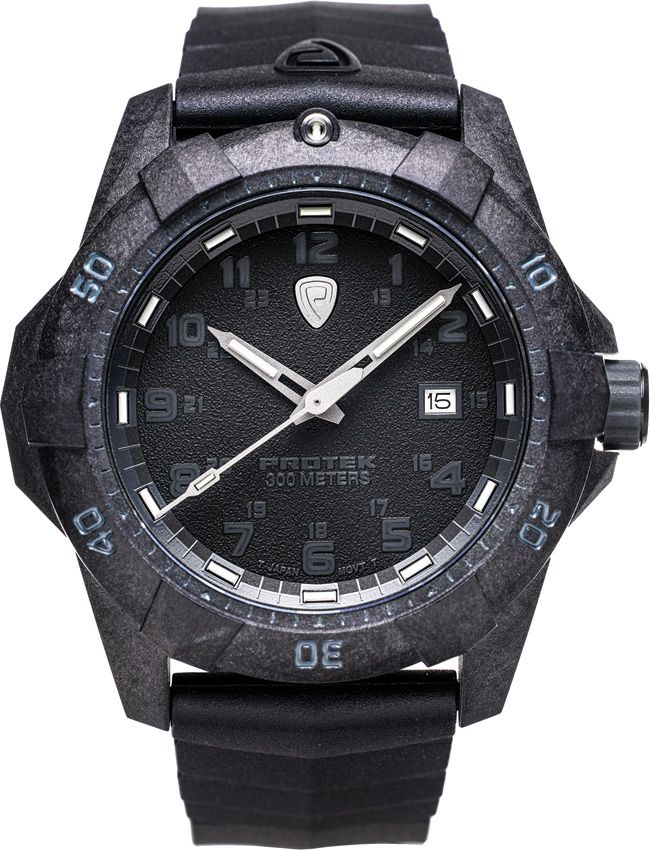 ProTek Dive 1000 Series Black Rubber Strap Watch