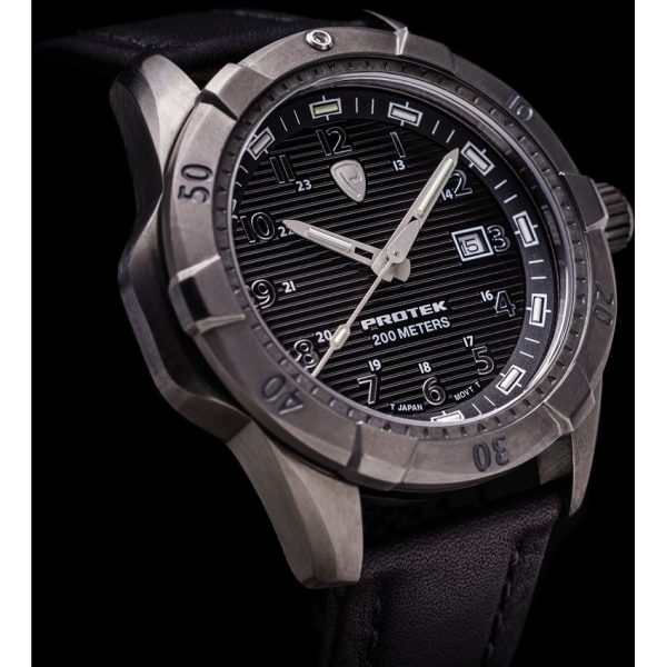 ProTek Dive 2000 Series 42mm Black Stainless Steel Dive Watch