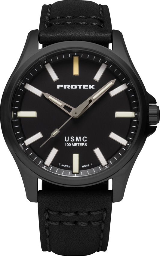 TMEPT3102.jpg ProTek USMC Field Watch 3100 Series - 40mm Titanium Case, Black Leather Strap