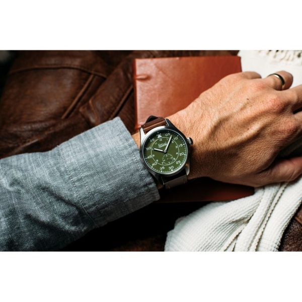 Time Concepts Szanto Aviator Watch - Green Dial