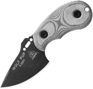 TOPS Wolf Pup Fixed Blade 1095 Steel Black Micarta EDC Knife
