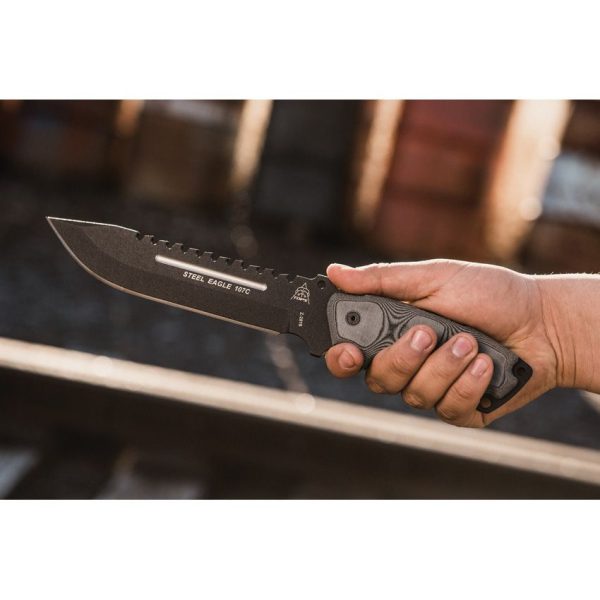 TOPS Steel Eagle Fixed Blade Knife 1095HC Sawback USA Made