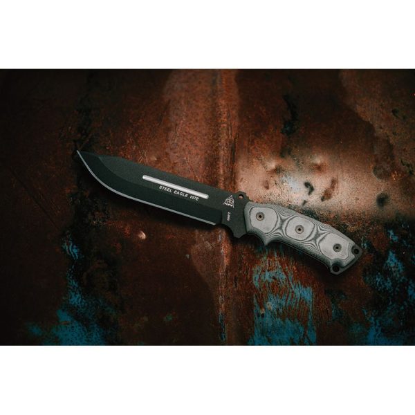 TOPS Steel Eagle Fixed Blade 6.88" 1095HC Black Micarta USA