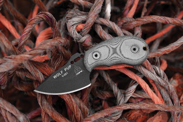 TOPS Wolf Pup Fixed Blade 1095 Steel Black Micarta EDC Knife