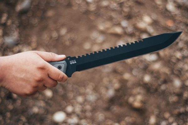 TOPS Steel Eagle Fixed Blade 1095 Carbon Steel Sawback Knife