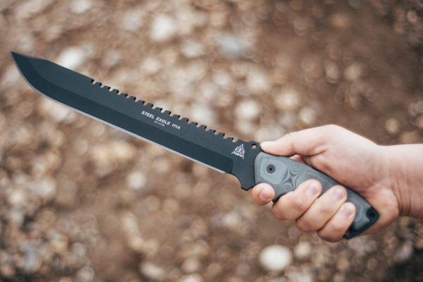 TOPS Steel Eagle Fixed Blade 1095 Carbon Steel Sawback Knife