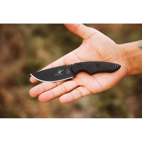 TOPS 3 Pointer Black Canvas Fixed Blade 1095HC Steel Knife