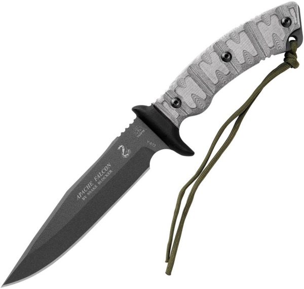 TOPS Apache Falcon Fixed Blade 1095 Steel Black Micarta