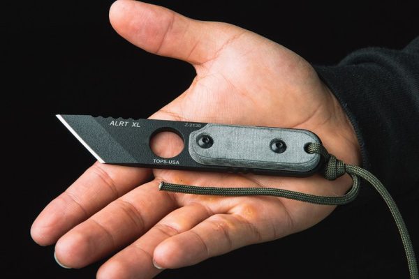 TOPS ALRTXL-03 TP Fixed Blade Knife 1095HC Steel Black Micarta