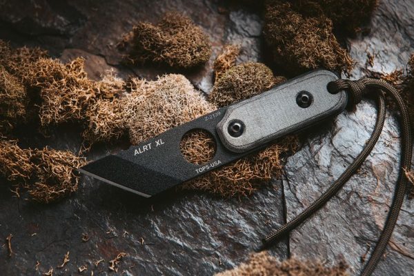 TOPS ALRTXL-03 TP Fixed Blade Knife 1095HC Steel Black Micarta