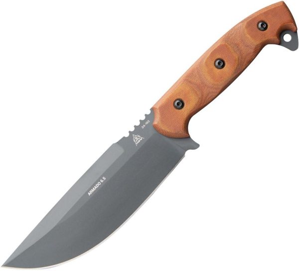 TOPS Armado 6.5 Fixed Blade Knife 1095HC Steel Tan Micarta