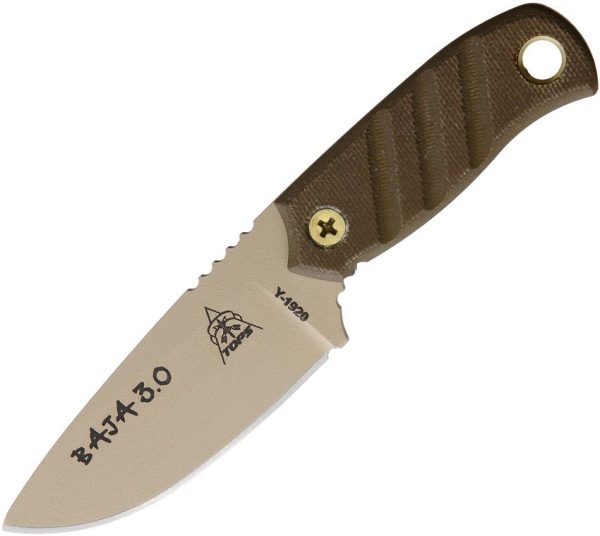 TOPS Baja Fixed Blade Knife 1095HC Coyote Tan Canvas Micarta