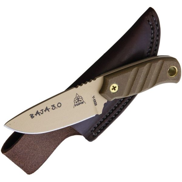 TOPS Baja Fixed Blade Knife 1095HC Coyote Tan Canvas Micarta