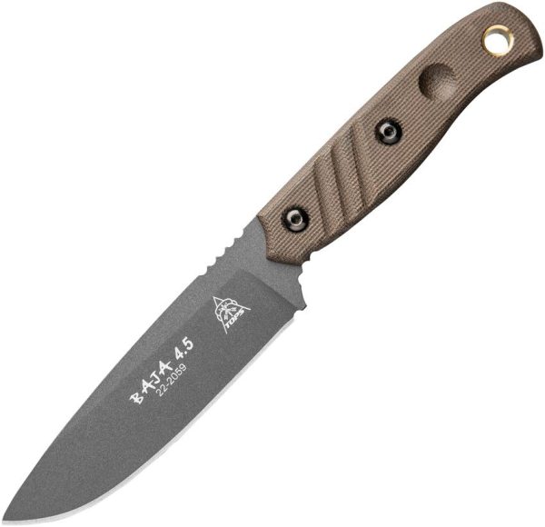 TOPS Baja 4.5 Fixed Blade Green Canvas Micarta 1095HC Steel