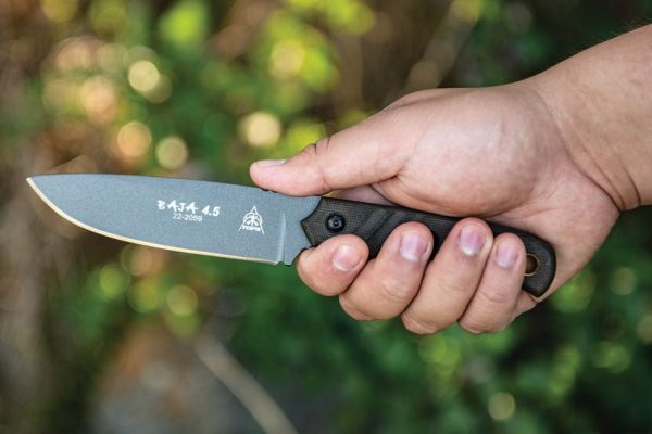 TOPS Baja 4.5 Fixed Blade Green Canvas Micarta 1095HC Steel