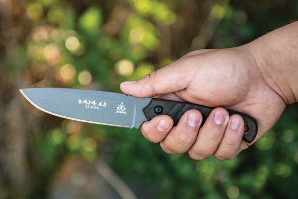 TOPS Baja Fixed Blade Knife 1095 Carbon Steel Green Micarta