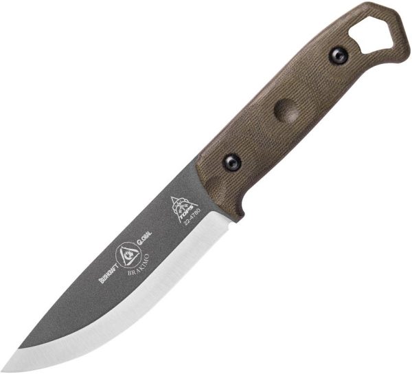 TOPS Brakimo Fixed Blade 5.25" 1095HC Green Canvas Knife