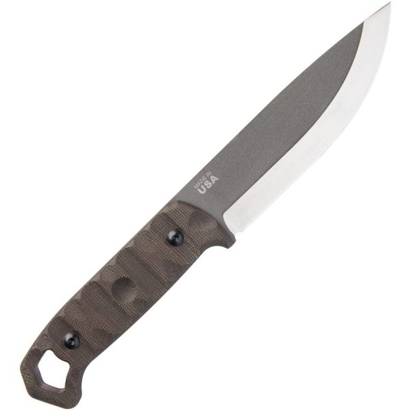 TOPS Brakimo Fixed Blade 5.25" 1095HC Tungsten Cerakote Green Micarta