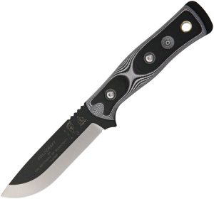TOPS BOB Hunter Fixed Blade Knife 1095 Steel Black White G-10