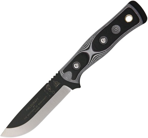TOPS BOB Hunter Fixed Blade Knife 1095 Steel Black White G-10
