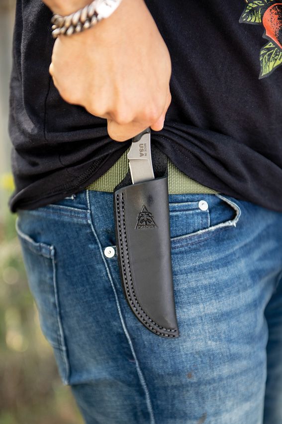 TOPS Bird and Trout Fixed Blade Knife 440C Stainless Black Micarta