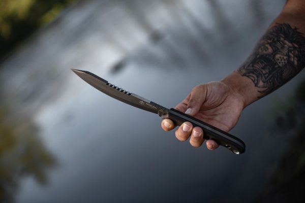 TOPS Brush Wolf Fixed Blade 6.5" 1095HC Sawback Green Micarta