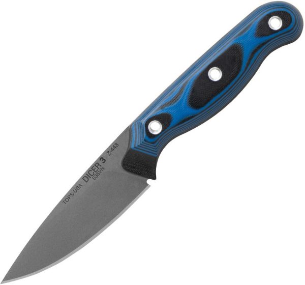 TOPS Dicer Paring Knife S35VN Fixed Blade Black Blue G10