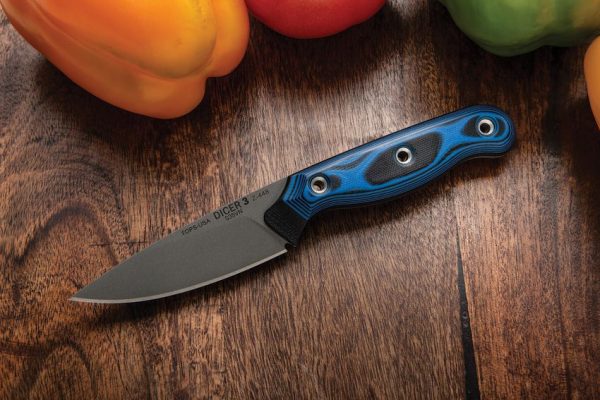TOPS Dicer Paring Knife S35VN Fixed Blade Black Blue G10